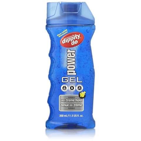 Dippity Do Power Gel - Men's Strong Hold Hair Gel - High Shine, Natural Feel and Non-Flaking - Formulated with Panthenol, Argan Oil, Olive Oil and Tea Tree Oil - 350 mL/11.8 fl oz Cover