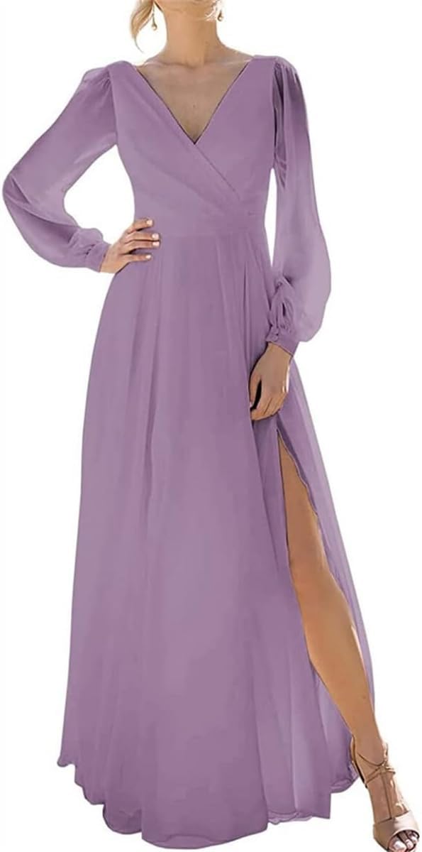 Dusty Dresses Long Sleeves Mauve Maxi Dress Bridesmaid Azazie Norah Tahiti  Chiffon Bridesmaid Dresses Azazie CA