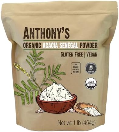 Anthony's Organic Acacia Senegal Powder, 1 lb, Batch Tested Gluten Free, Non GMO, Soluble Fiber, Prebiotic
