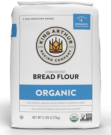 King Arthur 100% Organic Bread Flour, Unbleached, 5 lb (Pack of 6) - Non-GMO Project Verified, No Preservatives