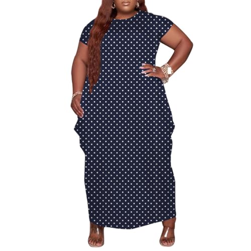 Image of YeGine Oversize Tshirt Dress Plus Size Short Sleeve Maxi Dress with Pockets