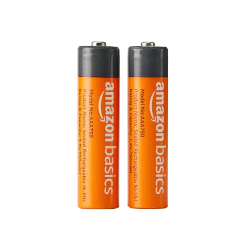 Image of Amazon Basics AAA Rechargeable 750 mAh Batteries | Ready-to-use | Pre-Charged Ni-MH Batteries (Pack of 2)