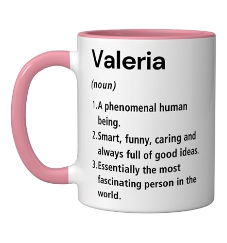 Taza de cerámica Valeria nombre diccionario rosa/blanco miniatura 1