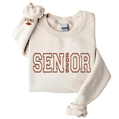 Custom Embroidered Senior 2026 Sweatshirt, Personalized Class of 2026 Sweatshirt, Senior 20 26 Crewneck Sweater, 20 26 Graduation Gifts, Gift for Seniors, Grad to be, High School University Seniors 03