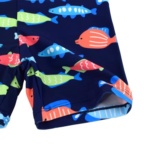 Image of Kids Short Sleeve Sunsuit Swimwear Boys Two Piece Rash-Guard-Sets Dinosaur Pattern