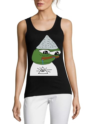 Camiseta sin mangas Illuminati para mujer de algodón transpirable negro