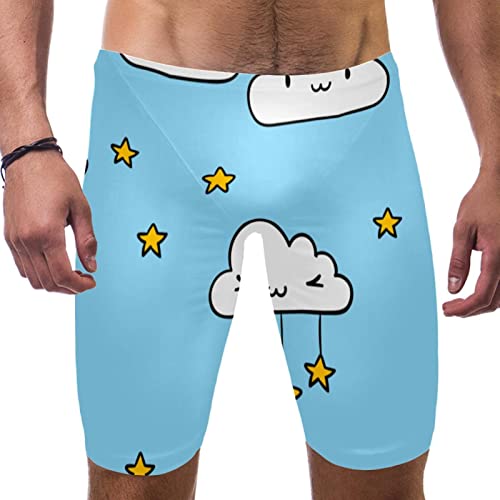 Pantalones cortos de natación para hombre, bañador playero cómodo de nubes y arcoíris