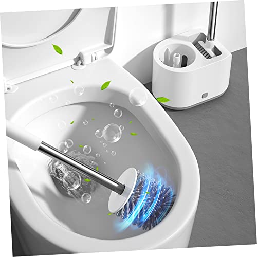 Brosse WC murale blanche support ventilé anti-goutte manche acier inoxydable