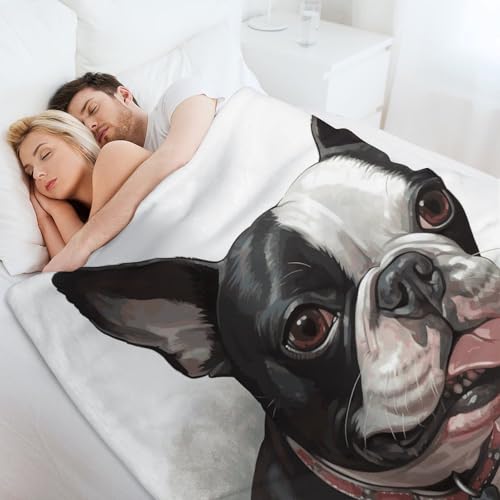 Couverture flanelle douce motif Boston Terrier, cadeau idéal lit - 7