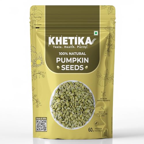 Image of Khetika Pumpkin Seeds 200g I AAA Grade I Raw & Unroasted Pumpkin Seed I Seeds For Eating I Rich in Protein, Dietary Fibre, Omega -3, Magnesium, Zinc