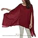 Max Hsuan Women's Loose Solid Sheer Chiffon Caftan Poncho Batwing Tunic Top Blouse Summer Oversized Shirts Burgundy
