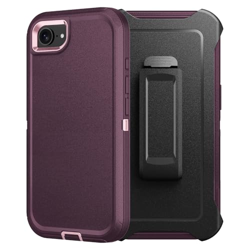 GRBeid for iPhone 16e &iPhone 17e Case Dropproof DustProof Strong Durable Heavy Duty Full Body Rugged 3-Layer Military Protective for iPhone 16e &iPhone 17e case 6.1 inch (Night Purple+Belt)
