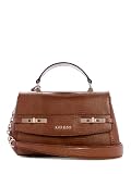 GUESS sac à épaule bandoulière sac à main Melinda Top Handle Flap Bag Cognac brun