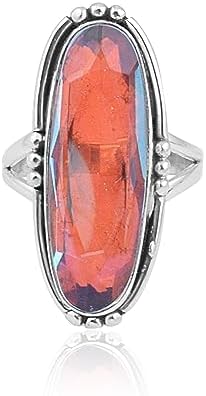 Angel Aura Quartz Multicolor Rainbow Stone Ring 925 Sterling Silver Handmade Ring For Anniversary Gift For Women Cute Elegant Gemstone Party Ring By NKG