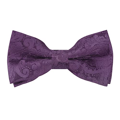 Alizeal Boys Adjustable Fashion Paisley Floral Strapped Pre-tied Kids Bow Tie (Plum Purple)