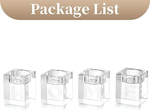 Sziqiqi Clear Glass Candle Holder Set of 4, Crystal Tea Light Candle Holders Candlestick for Room Decoration Candlelight Dinner Table Ornament Housewarming Gift Party, HOME