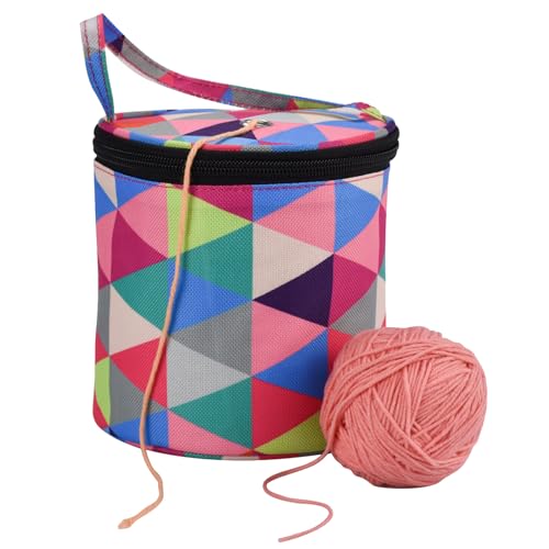 Durdiiy - Durdiiy Sac à Tricoter avec Zippée, sac pelote de laine, sac de rangement pour fil à crochet, sac fourre-tout portable pour projets de transport, laine, outils de tricot et de crochet (B)