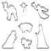 Foose Brand Nativity Cookie Cutter 7 Pc Set – 5.75 in Joseph 4.5 in Mary 2 in Manger 4 in Camel 2.75 in Star of East 3 in Sheep 4.25 in Angel Cookie Cutters Hand Made in the USA from Tin Plated Steel