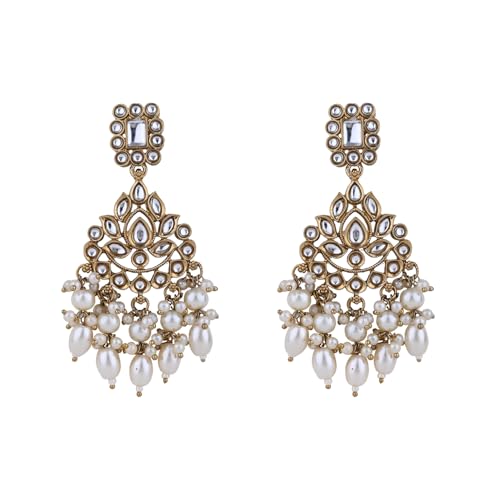 Image of I Jewels Traditional Kundan & Pearl Necklace Jewellery With Earrings & Maang Tikka Set For Women