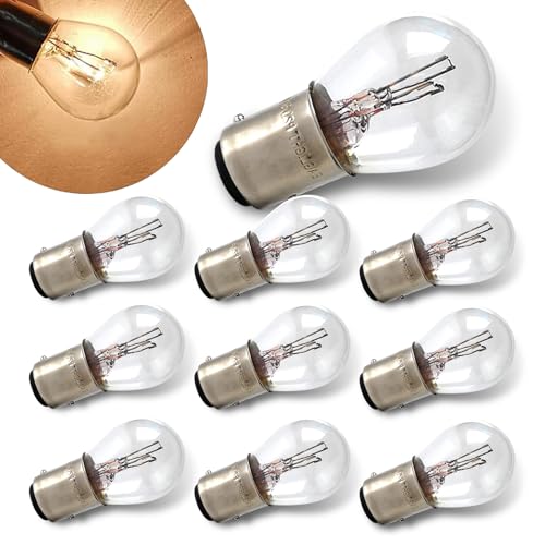 Ferianl 10PCS 1157 Light Bulb, Double Tail High and Low Brake Light Bulb, P21/5W S25 2057 2357 7528 BAY15D Bulbs, Universal Halogen Turn Signal Parking Lights(White)