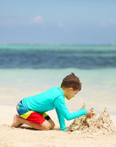 Image of Toddler Boys Swim Shirts Rash Guard Long Sleeve UPF 50+ Sun Protection