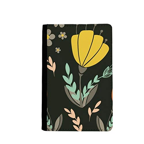 Carnet passeport de voyage jaune motif floral, idée cadeau pour voyageuse