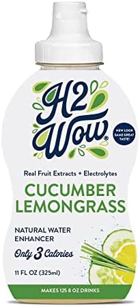 H2wOw Water Enhancer Drops – ORGANIC & Natural Extracts of Real Fruit - a Hint of Organic Stevia - Delicious CUCUMBER LEMONGRASS Flavored Water 11oz/125 servings