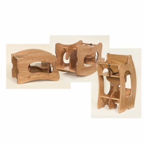 Oak Three in One High Chair Rocking Horse Desk