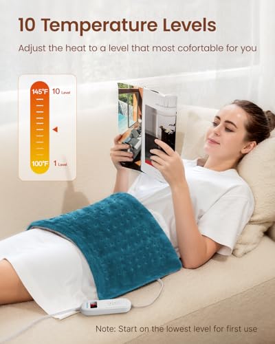 Image of RENPHO Heating Pad for Back /Neck /Shoulder /Knee /Leg, 12x24'' Electric Heat Wrap with 10 Heat Setting, FSA Eligible Items Only List, Birthday Gifts for Women Men, Auto Shut Off, ETL Certified (Blue)