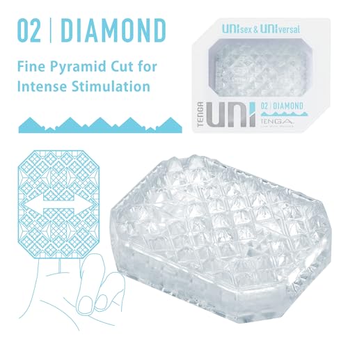 TENGA UNI DIAMOND テンガ ユニ ダイアモンド ピラミッドカット ユニセックス ぷるぷる触感 使い切り ミニローション付き - 画像2
