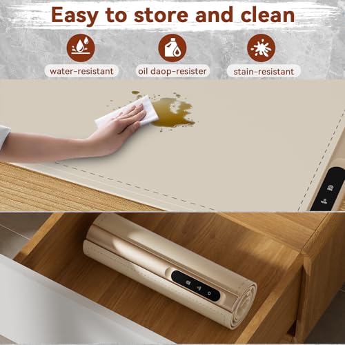 Newise Upgrade Graphene Warming Mat for Food - Full Surface Heating Food Warming Mat for Countertop, Portable Electric Warming Tray for Buffets Party with 6 Level Temperature & Timing Function, Beige - Thumbnail 6