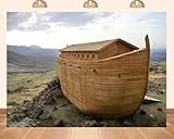 PEKRU 7x5ft Fabric Land Noah's Ark Backdrop Mountains in The Distance Rocks Nearby Yellowed Weeds Huge Noah's Ark Backdrop Children Adult Portrait Photography Backgrounds