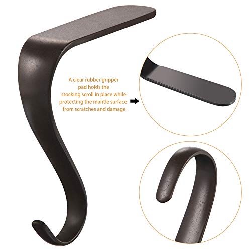 Boao Christmas Stocking Holders Metal Mantel Stockings Hangers Shelf Fireplace Garland Mantle Grips Set For Xmas Party Decoration (Black Color, 2) #TOP2