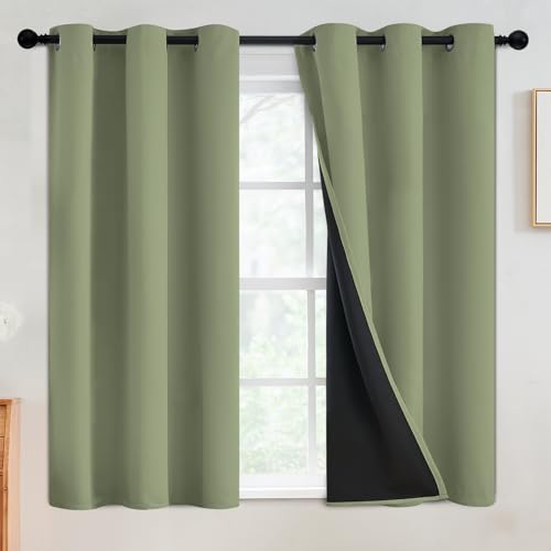 SimpleHome Sage 100% Blackout Curtains Room Darkening Living Room 54 Inch