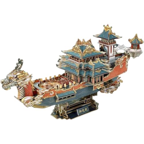 Fuwraixis 351 Piezas Puzzle de Barco dragón China, maqueta de Barco, Juguete de Puzzle 3D Hecho a Mano, artículo Decorativo y de colección, Regalo para jóvenes y Adultos Fuwraixis 351 Piezas Puzzle de Barco dragón China, maqueta de Barco, Juguete de Puzzle 3D Hecho a Mano, artículo Decorativo y de colección, Regalo para jóvenes y Adultos