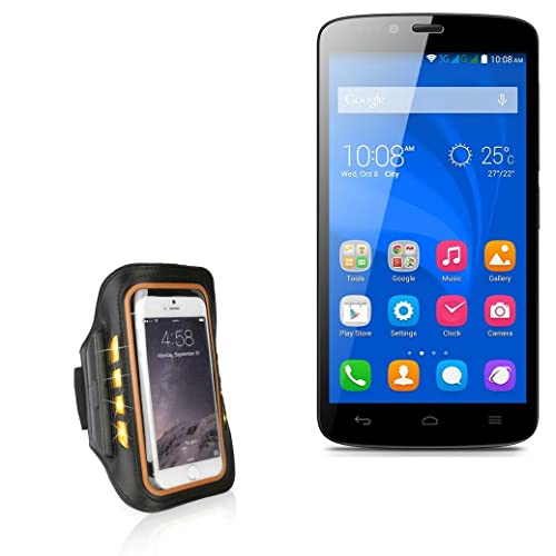 BoxWave Case Compatible with Honor Holly (Case JogBrite Sports Armband, High Visibility Safety Light LED Runners Armband for Honor Holly - Bold Orange