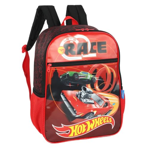 Mochila Bolsa de Costas Hot Wheels Infantil Escolar Passeio Viagem Leve (Vermelho)