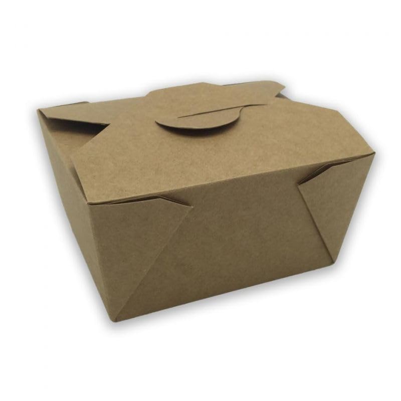 Cajas Americanas de Cartón Kraft 1350 ml (150x120x65mm) - A Prueba de Fugas, Resistentes a Líquidos y Grasas, Perfectas para Comida para Llevar - Pack de 300 Unidades (1350ML 150x120x65mm)