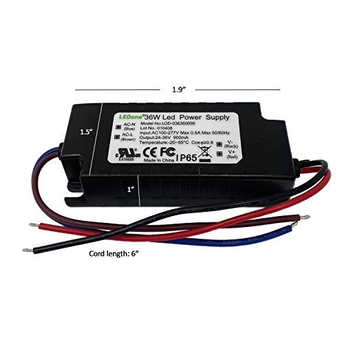 Image of LEDONE LED Driver 900mA (Constant Current Output), 36W Waterproof IP65 LED Power Supply Lighting Transformer 100V-270Vac to 24-36Vdc Low Voltage Output for Outdoor or Indoor LED Light 1PK