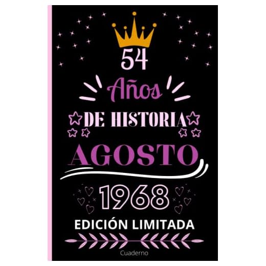 Cuaderno, 54 AÑOS DE HISTORIA AGOSTO 1968 EDICIÓN LIMITADA: Cuaderno de cumpleaños para ella, regalo de cumpleaños único de 54 años para niñas, hija, ... nacido en Agosto, cuaderno de cumpleaños.