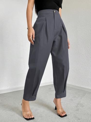 Image of GRECIILOOKS Balloon Fit Ankle Length Women Casual Trousers | Ankle Length Pants for Women Zip & Button | Woman Trousers Balloon Pants