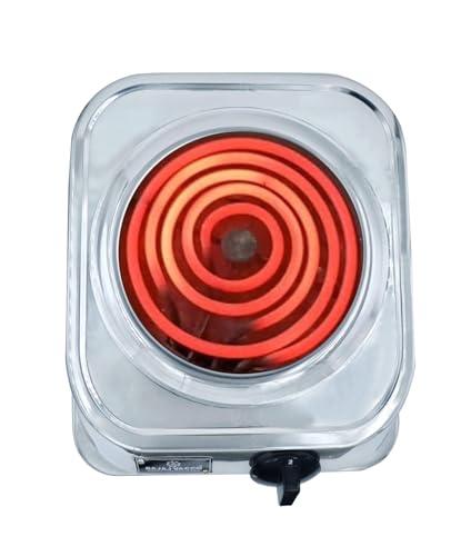 Image of BAJAJ VACCO Electric Coil Hot Plate, 1250 Watt, Stainless Steel Body, with Regulator, ISI Marked Theeta Coil Element, Silver New