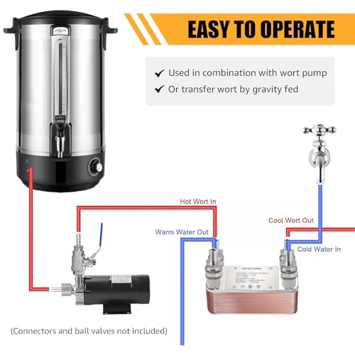 Wärmetauscher, 30 Platten, Plattenwärmetauscher, Edelstahl Wasser-Wasser-Wärmetauscher, Wärmeüberträger für Fußbodenheizung, Warmwasserbereitung, Schneeschmelze, Bierkühlung