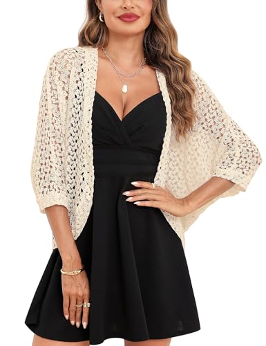 Gyabnw Bolero Mujer Cárdigans de Crochet Ligero Torera Chaqueta para Boda Fiesta Manga 3/4