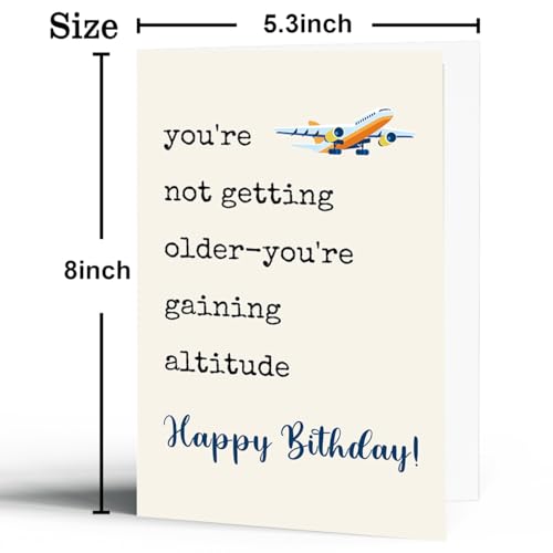 uugtcard Funny Birthday Card Gift for Men Women, Airplane Travel Themed Birthday Card for Him Her