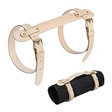 M METERXITY 1-Pack Outdoor Picnic Blanket Carry Strap, 22.8' Portable PU Leather Handle Carrier for Camping/Picnics/Travel, Motorcycle Bedrolls Carrier [Light Khaki]