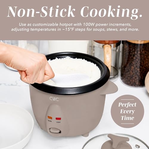 Image of COOK WITH COLOR 6 Cup Rice Cooker 300W - Effortless Cooking and Perfectly, Cooks 3 Cups of Raw Rice for 6 Cups of Cooked Rice, Warm Grey