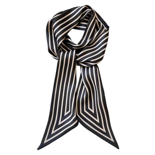 Striped minimalist style silk scarf women's long strip streamer2