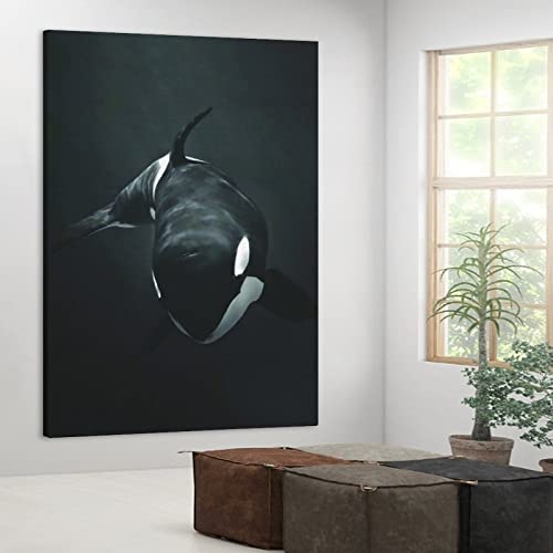 Xdtiopimy Animal Wall Art Decor Black And White Killer Whale Canvas Print Decor Office Room Decor Picture Paintings For Living Room Bedroom Framed Ready To Hang 12X18 Inchs #TOP3