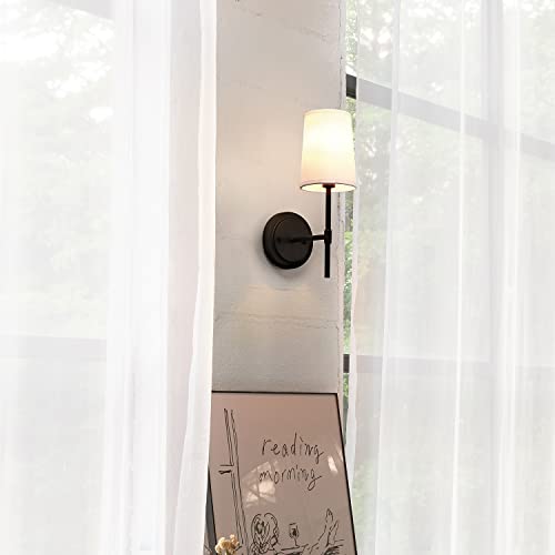 Globe Electric 51859 1-Light Wall Sconce, Matte Black, White Fabric Shade, Wall Lighting, Wall Lamp Dimmable, Wall Lights For Bedroom, Kitchen Sconces Wall Lighting, Home Décor, Home Improvement #TOP3